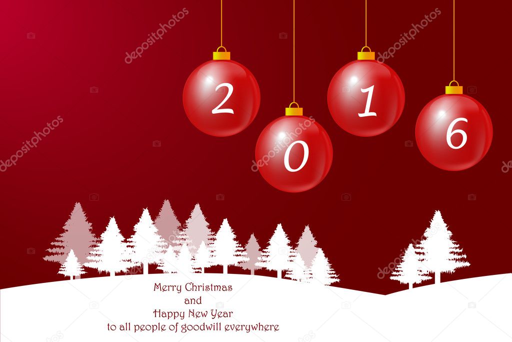 Happy New Year card in red