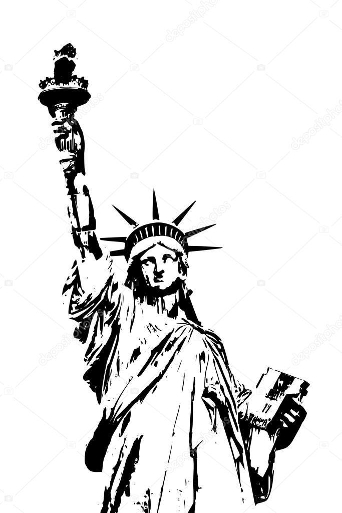 Black and white vector Lady Liberty