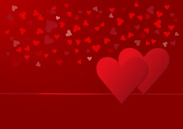 Dos corazones rojos con corazones rojos pequeños — Vector de stock