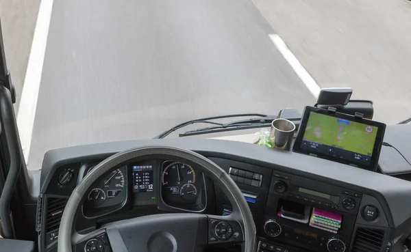 View from above on dashboard of the truck — Stock Photo, Image