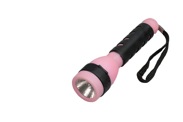 Roze handheld zaklamp geïsoleerd — Stockfoto