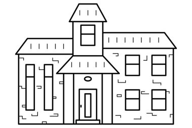 Daire, kulübe, dış görünüş olarak. Vektör simgesi beyaz üzerine izole edildi.