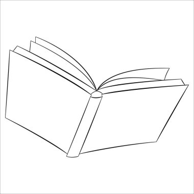 Kapağın kenarından açık bir kitap. Okuma konusu üzerinde tasarım için vektör simgesi. Vektör beyaz, özet biçimi üzerinde izole edildi.