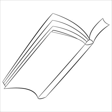 Kağıt kaplı bir kitabın kapağını karıştırmak. Açık bir kitap okunuyor. Vektör beyaz, özet biçiminde izole edilmiş.