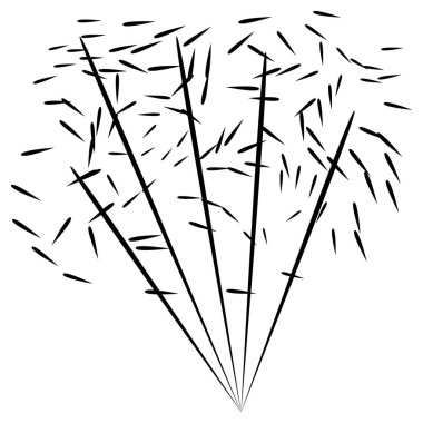 Havai fişeklerin içinde bir sürü kıvılcım var. Karnaval, düğün, Noel için gece gösterisi. Beyaz üzerine izole edilmiş vektör simgesi, el çizimi tarzı..