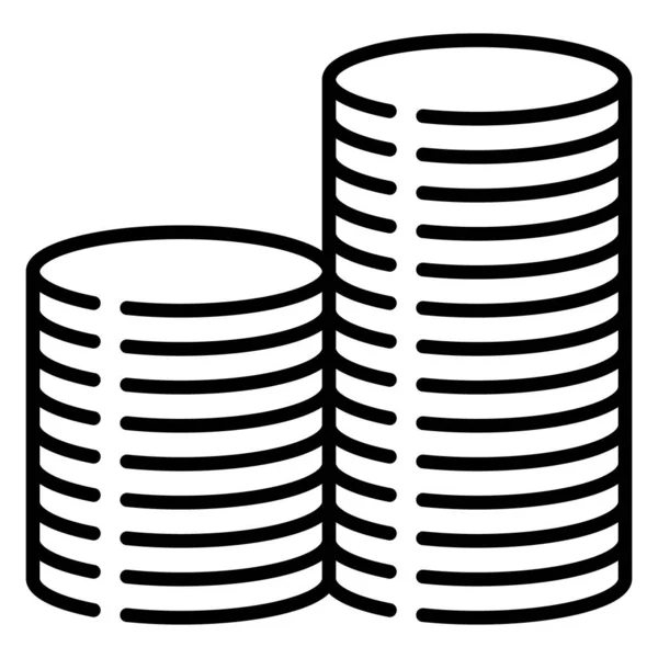 Stacks Coins Vector Icon Outline Isolated Increase Income Receipt Payment — Stock Vector