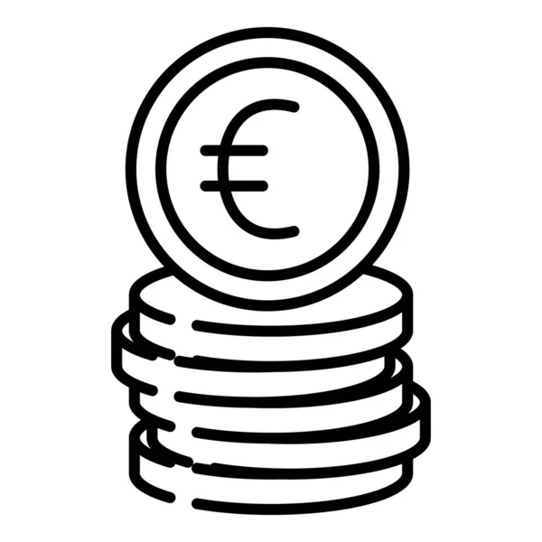 Stack Coins Euro Sign Vector Icon Outline Isolated — Stock Vector
