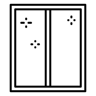 Pencereleri temizlemek, hijyen, dezenfeksiyon. Temiz cam. Ev işleri işte. Vektör Simgesi, Taslak, İzole edilmiş, 48x48 Piksel.