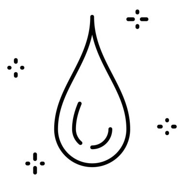 Su damlası - saflığın ve güzelliğin sembolü. Yüzeyi temizlemek, araba yıkamak, bir damla yağ. Vektör Simgesi, Taslak, İzole edilmiş, 48x48 Piksel.