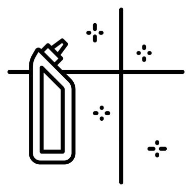 Temizlik malzemeleri, seramik, bardaklar, duvarlar için temizlik malzemesi. Temiz, hijyen, dezenfeksiyon. Vektör Simgesi, Taslak, İzole edilmiş, 48x48 Piksel.