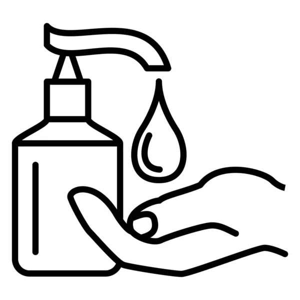 手部消毒 液体肥皂 清洁剂 肥皂霜 自动售货机上的一滴水落在手上 向量Icon 48X48 Pixel — 图库矢量图片