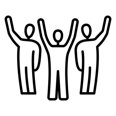 İnsanlar seçimlerde ellerini kaldırarak oy kullanırlar. Zafer kutlaması, sokakta protesto. Konserde alkış, onay, neşeli bir karşılama. Gönüllüler. Vektör simgesi, özet, izole edilmiş.