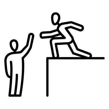 İnsan, yoksullara yardım etmek için elini uzatır. Kurtarıcı. Vektör simgesi, özet, izole edilmiş.