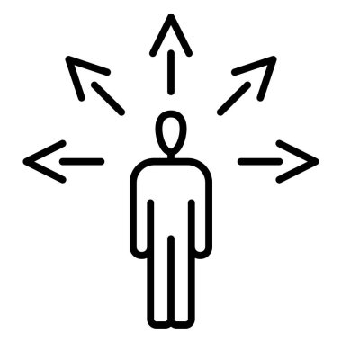 İnsan fikirler üretir. Stratejik düşünme yeteneği. Vektör simgesi, özet, izole edilmiş.