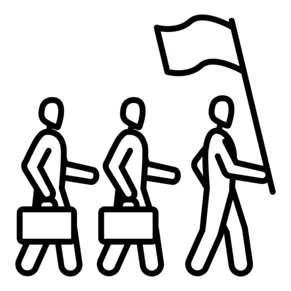 商人在示威 办公室工作人员抗议 为民主和权利而战 那些拿着公文包的人在游行拿着国旗的人 反对党领袖 矢量图标 — 图库矢量图片
