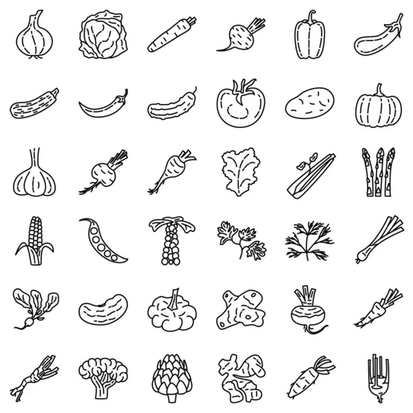 Verduras Comida Vegetariana Productos Adelgazantes Alimentación Saludable Conjunto Iconos Verduras — Vector de stock