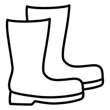 Su geçirmez botlar. Hava durumu için ayakkabılar. Bahçıvanlar, inşaatçılar için iş botları. Simge, vektör, izole edilmiş, dış hat, 48x48 piksel.