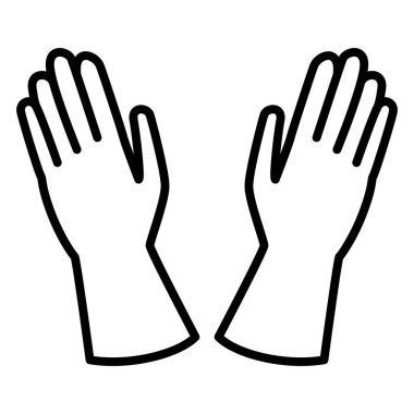 Bahçe eldivenleri, tıbbi eldivenler. Ellerinizi virüslerden ve hasarlardan koruyun. Kimyasal koruma. Simge, vektör, izole edilmiş, dış hat, 48x48 piksel.