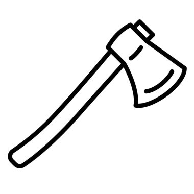 Bahçıvan, marangoz, itfaiyeci ve turist için bir balta. Odun kesmek için kullanılan bir alet. Simge, vektör, izole edilmiş, dış hat, 48x48 piksel.