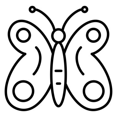 Kanatları açık bir kelebek. Bahçe haşeresi. Işığın, güzelliğin sembolü. Simge, vektör, izole edilmiş, dış hat, 48x48 piksel.