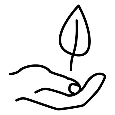 Avucunuzun içinde filizlenmek, hayatı korumak ve korumak, çevresel dostluk, bitkiyi kurtarmak. Simge, vektör, izole edilmiş, dış hat, 48x48 piksel.