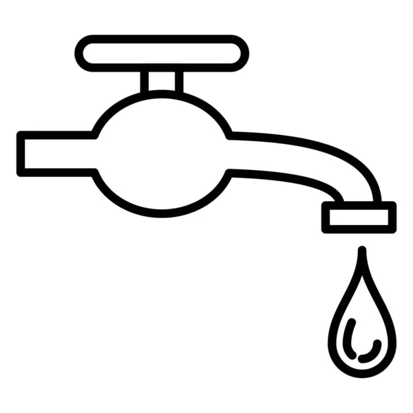 Vodovodní Kohoutek Uzavírací Ventil Únik Potrubí Symbol Čistoty Přívod Vody — Stockový vektor