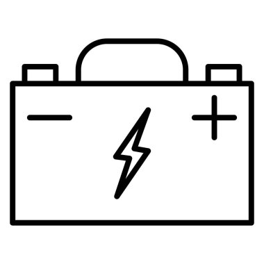 Araba için şarj edilebilir pil, elektrikli araba, elektrik cihazları. Simge, vektör, dış hat, izole edilmiş, 48x48 piksel.