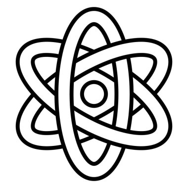 Nükleer enerji, atomun yapısı, nükleer enerji. Laboratuvarın işareti, modern teknolojiler. Simge, vektör, dış hat, izole edilmiş, 48x48 piksel.