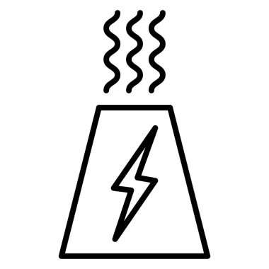 Nükleer reaktörün borusundan çıkan buhar. Çevre kirliliği. Nükleer enerji mühendisliği. Simge, vektör, dış hat, izole edilmiş, 48x48 piksel.