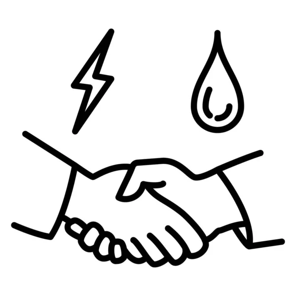 Obchodní Smlouva Kontrakt Energetice Potřesení Rukou Symbol Ropy Elektřiny Typy — Stockový vektor