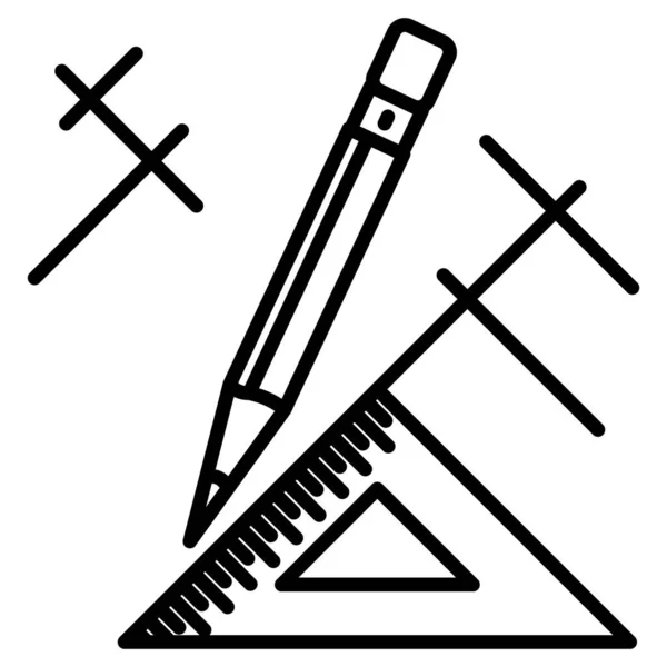 Construção Geométrica Ferramentas Desenho Desenho Arquitetônico Lápis Régua Linhas Perpendiculares — Vetor de Stock