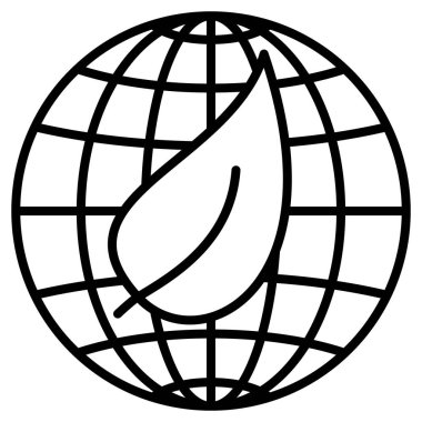 Dünya 'nın arka planında bir yaprak. Yenilenebilir enerji kaynakları. Çevresel sürdürülebilirlik. Flora ve Fauna 'nın korunması. Vektör simgesi, özet, izole edilmiş.