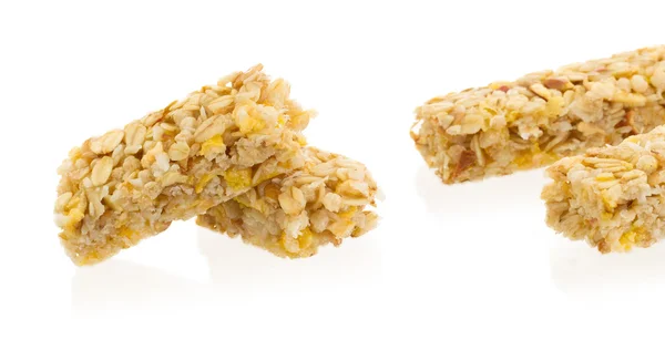 Muesli bar with apple, nuts and sugar — Stock Photo, Image