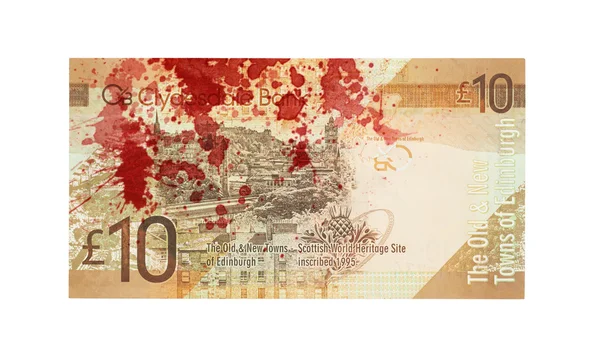 Schotse bankbiljet, 10 pond, bloed — Stockfoto