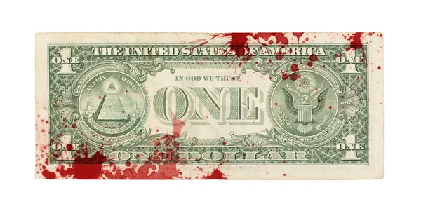 Bize bir dolarlık banknot, yakın çekim, kan — Stok fotoğraf
