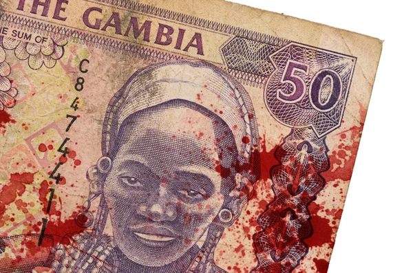 50 Gambiya Dalaşı banknot, kanlı — Stok fotoğraf