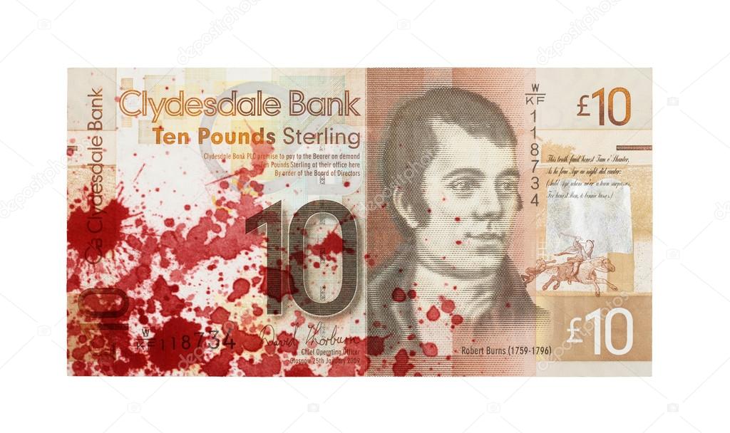 Scottish Banknote, 10 pounds, blood