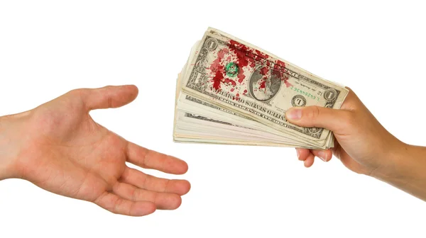 Перевод денег между мужчиной и женщиной, кровь — стоковое фото