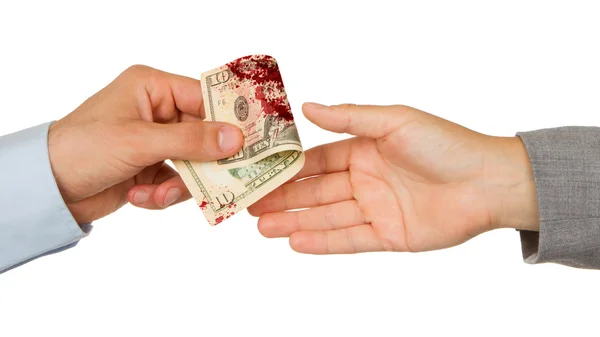 Transferencia de dinero entre el hombre y la mujer, sangre — Foto de Stock