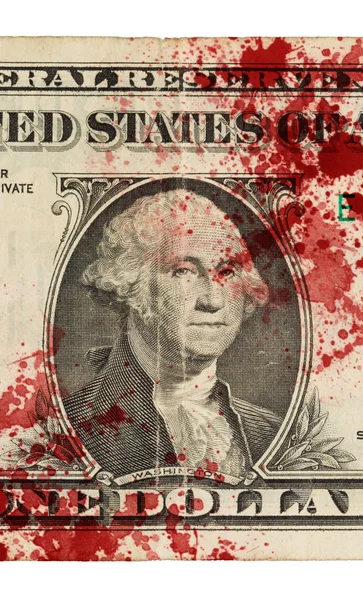 US one Dollar bill, close up, blood — Stock Photo, Image