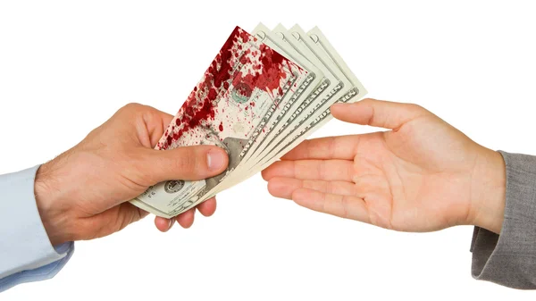 Overdracht van geldmiddelen tussen man en vrouw, bloed — Stockfoto