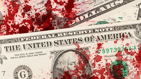 Bize bir dolarlık banknot, yakın çekim, kan — Stok fotoğraf