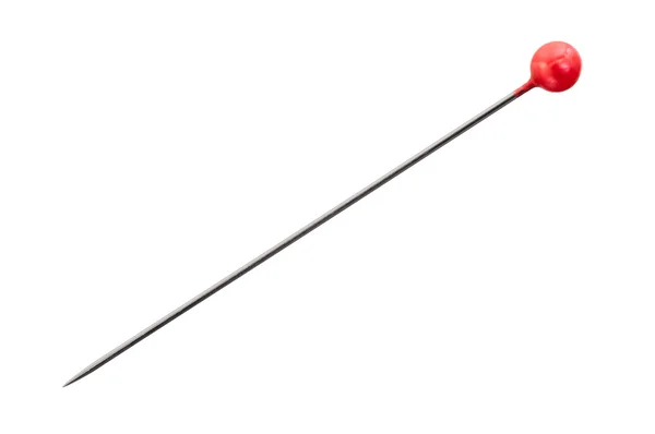 Sewing pin with round red head; isolated — Stock Photo, Image