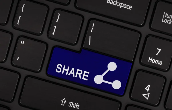 Botão azul Share — Fotografia de Stock