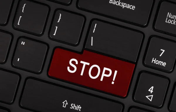 Blick auf konzeptionelle Tastatur - Stop (rote Taste)) — Stockfoto