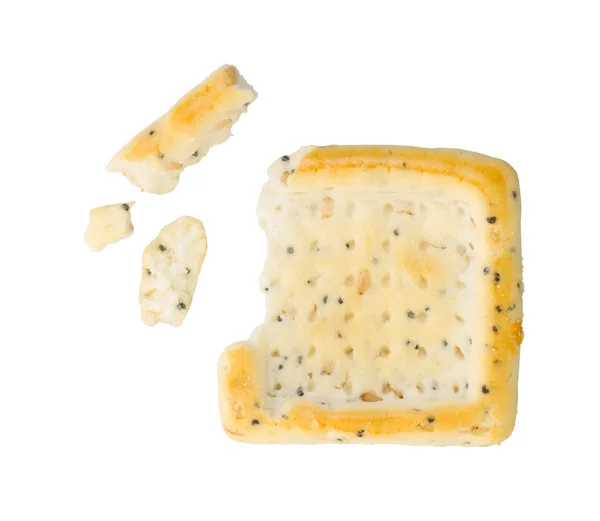 Rotto cracker quadrato isolato — Foto Stock