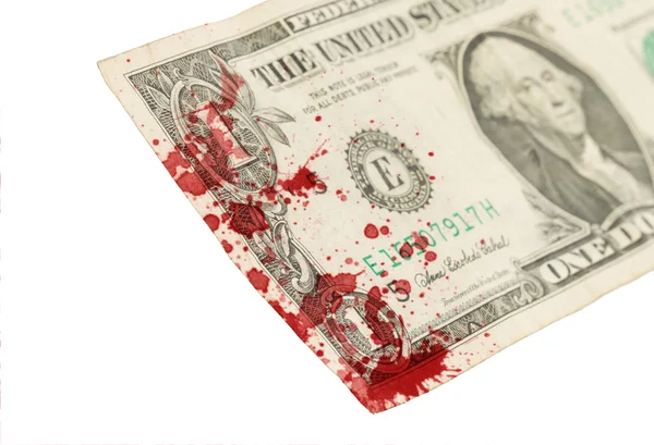 Billete de un dólar, primer plano, sangre — Foto de Stock