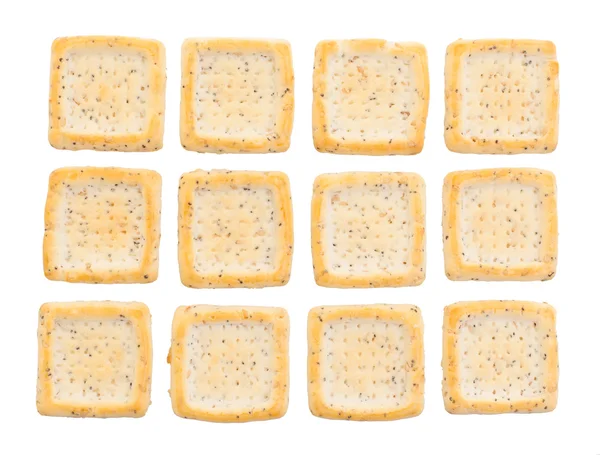 Prosty kwadrat krakersy na białym tle — Zdjęcie stockowe