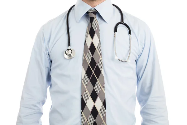 Доктор со стетоскопом, изолированный — стоковое фото