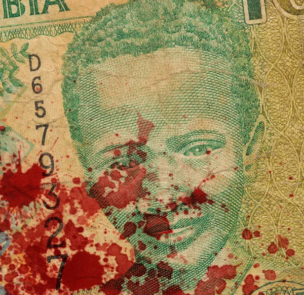 Bankbiljet van 10 Gambiaanse dalasi, bloedend — Stockfoto